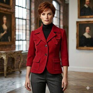 Gucci 2008 Frida Giannini Red Horsebit Chain Cropped Jacket IT 40 / US 4